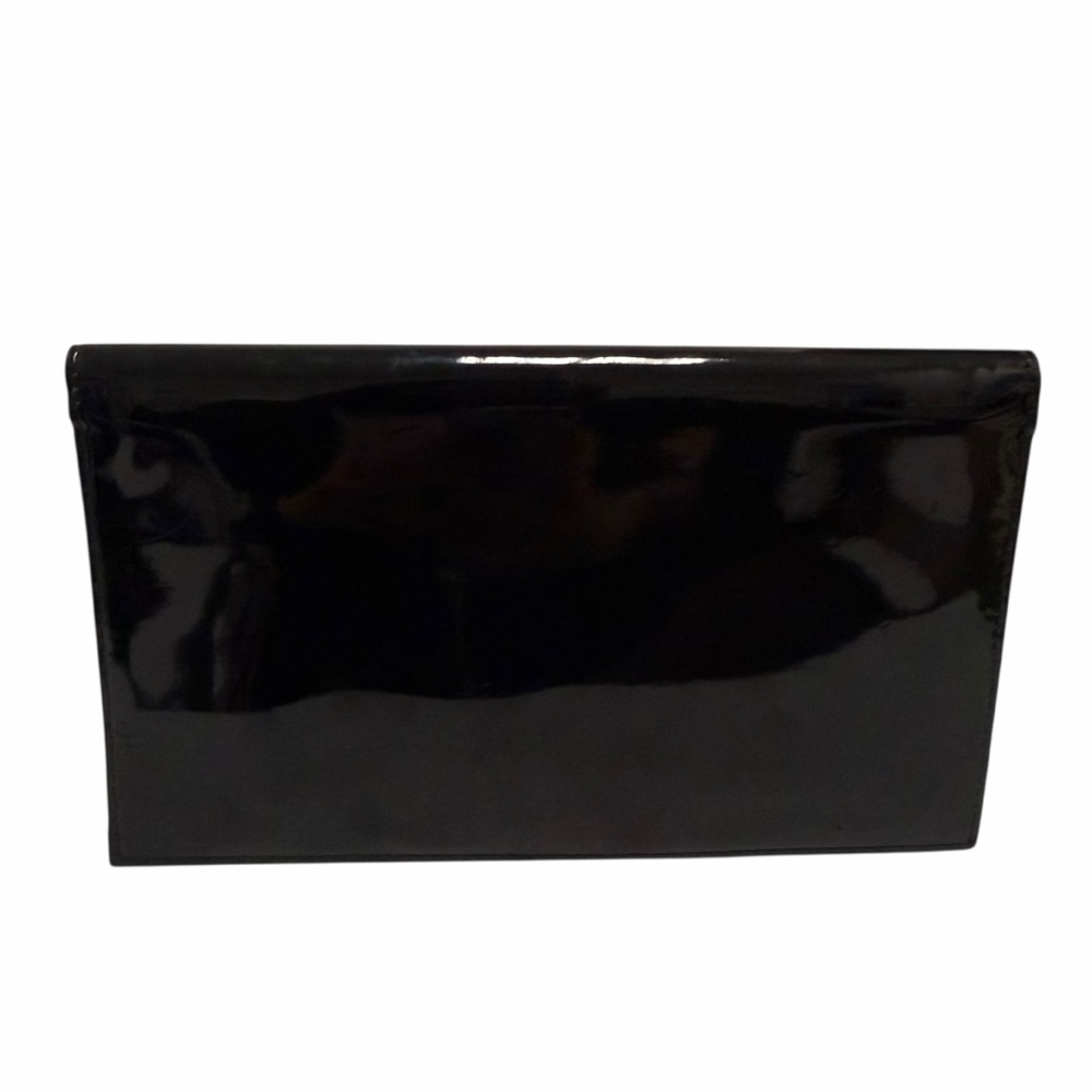 Talbots Solid Black Rectangle Patent Clutch - image 2